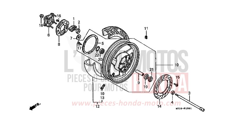 ROUE ARRIERE de Pan-European ABS PEARL MULBERRY RED (R178P) 1992